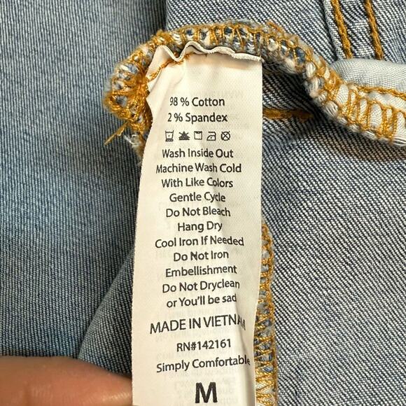 Western Aztec Embroidered Cropped Denim Jean Jacket LuLaRoe Women's Size Medium - Picture 7 of 8